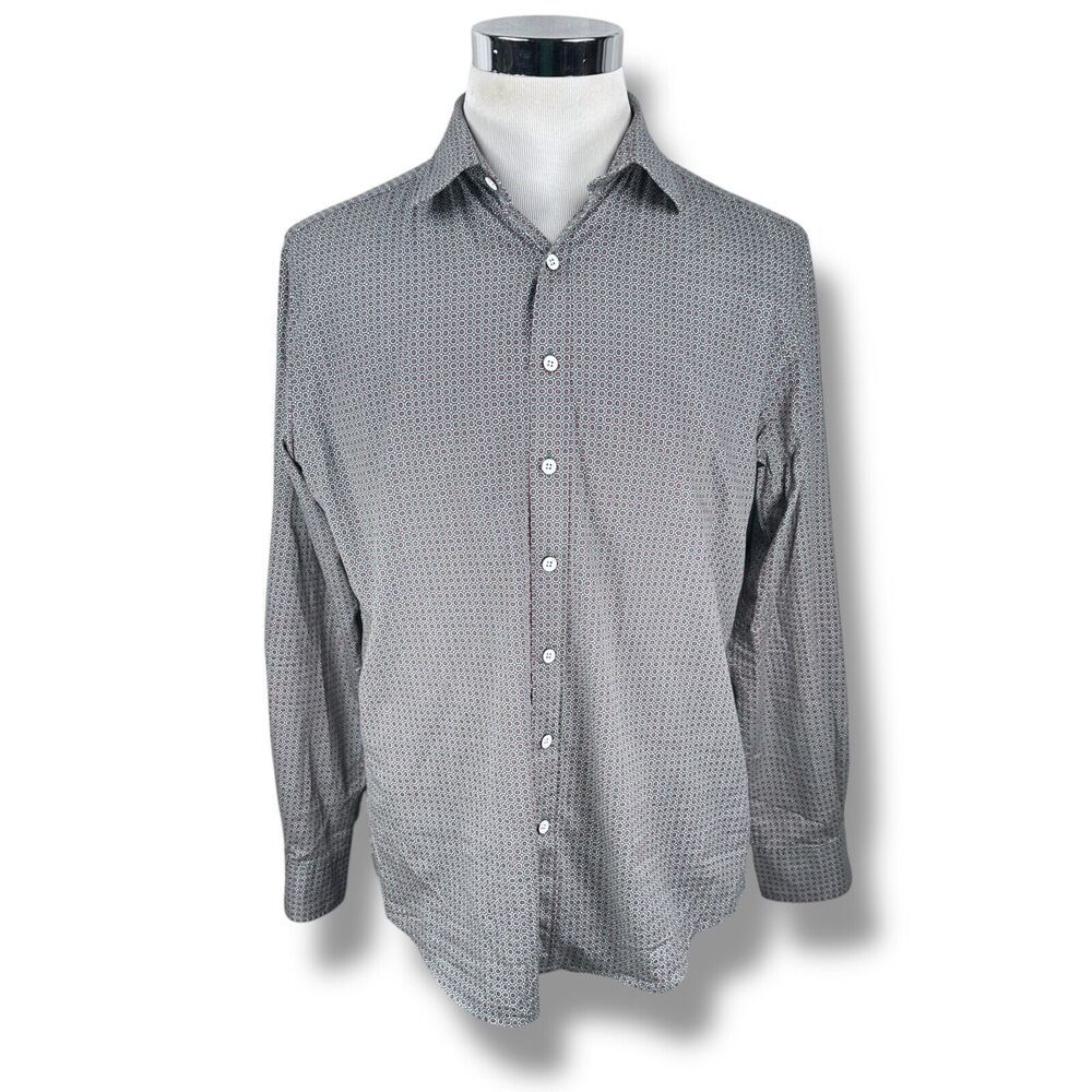 Rodd & Gunn Shirt Men’s Large Geometric Blue Sports Fit Button‎ Up Long Sleeve